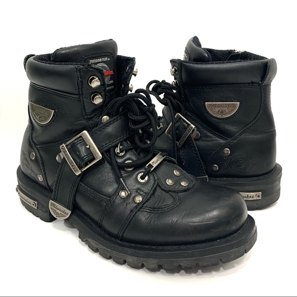 milwaukee | Shoes | Milwaukee Black Chunky Moto Leather Boots | Poshmark